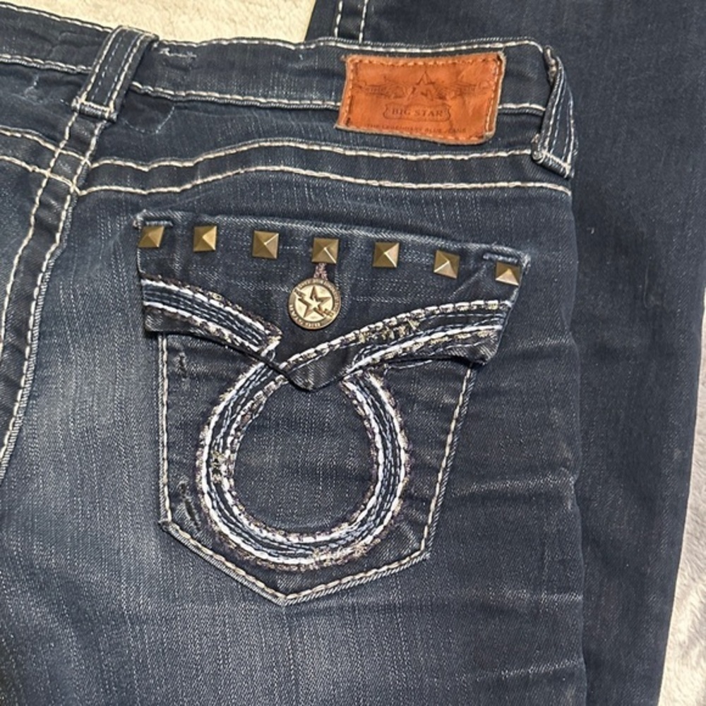 703.   Big Star Miki Dark Blue Boot Cut Jeans with Studded Pocket